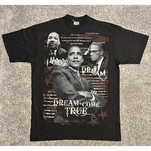 MLK Jr Barack Obama Malcolm X T Shirt Mens 2XL Big & Tall Black Vintage Rap Tee
